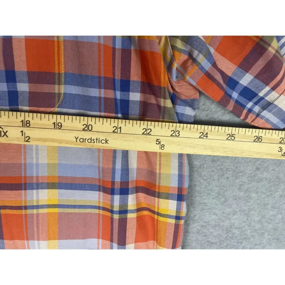 Banana Republic‎ Button Up Shirt Men's Size XL Short Sleeve Plaid Epaulettes